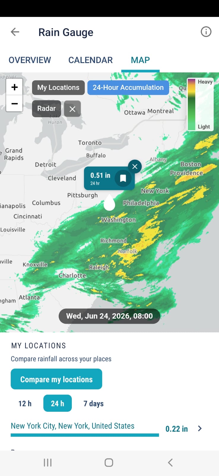 Rain gauge precipitation accumulation map